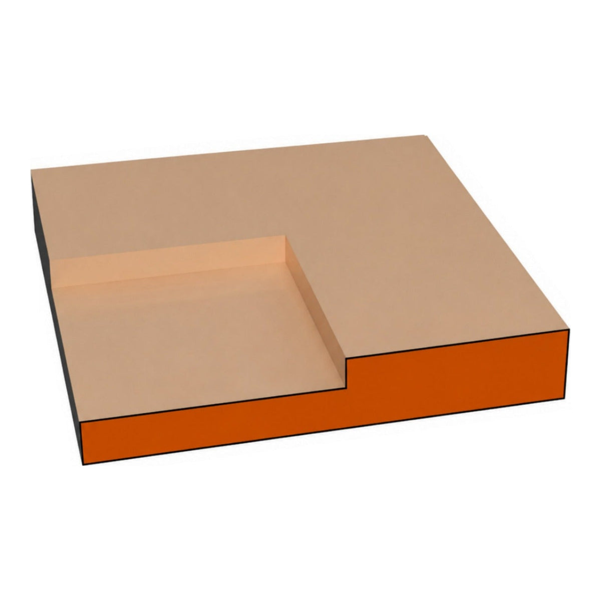 Shaker one-piece CNC-routed MDF cabinet door edge profile cross-section, paint-grade unfinished MDF, made by Artisan Studio in Conroe, Texas