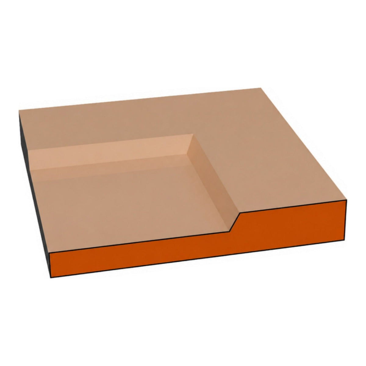 Bevel Shaker one-piece CNC-routed MDF cabinet door edge profile cross-section, paint-grade unfinished MDF, made by Artisan Studio in Conroe, Texas