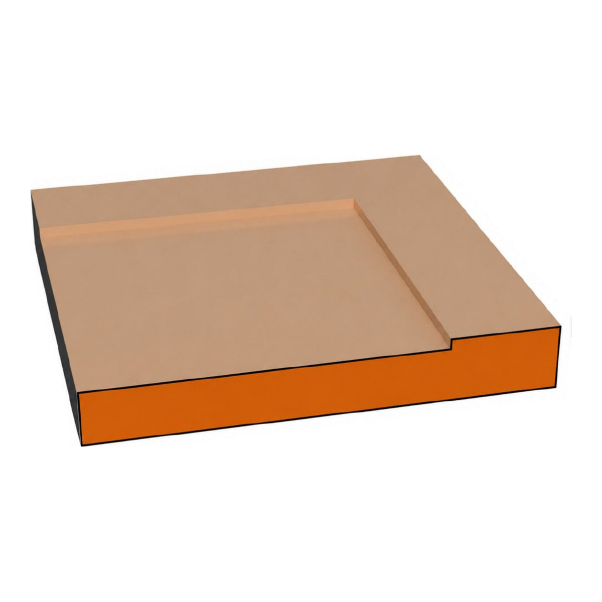 Slim Shaker one-piece CNC-routed MDF cabinet door edge profile cross-section, paint-grade unfinished MDF, made by Artisan Studio in Conroe, Texas