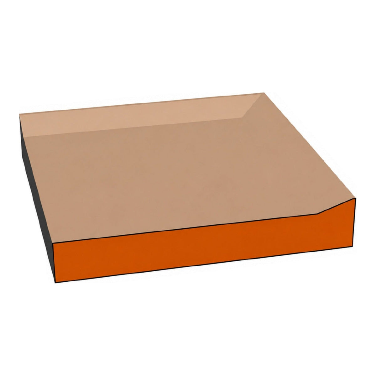 Skinny 150V one-piece CNC-routed MDF drawer front edge profile cross-section, paint-grade unfinished MDF, made by Artisan Studio in Conroe, Texas