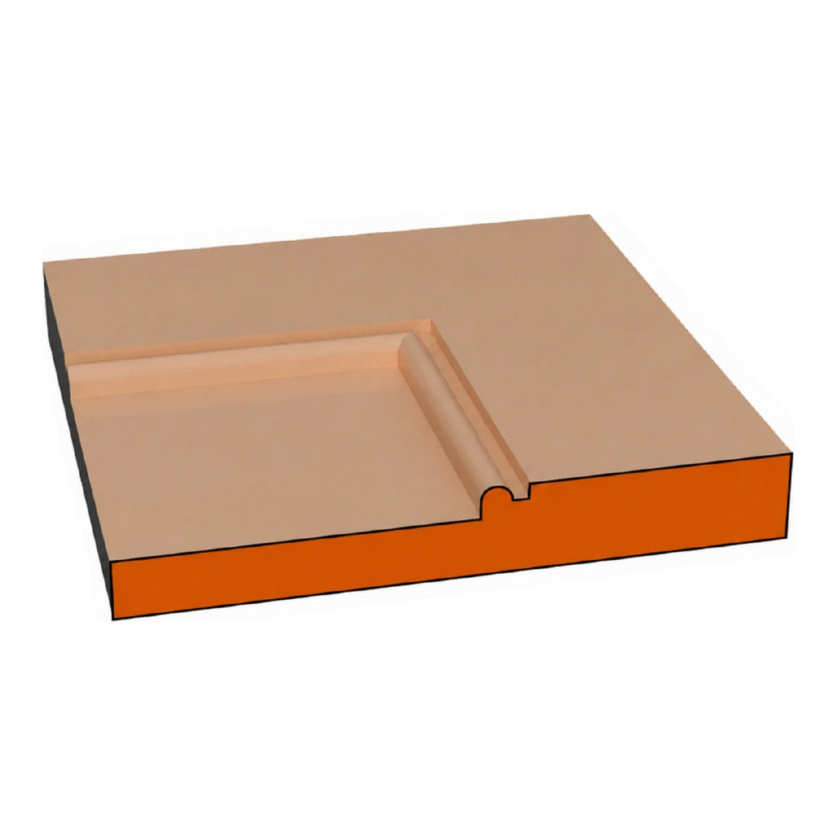 Inside Bead 125 one-piece CNC-routed MDF drawer front edge profile cross-section, paint-grade unfinished MDF, made by Artisan Studio in Conroe, Texas