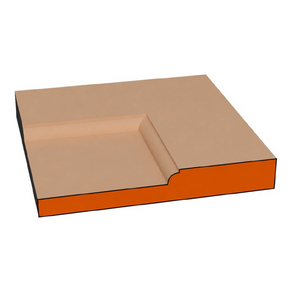 Step Bead 250 one-piece CNC-routed MDF cabinet door edge profile cross-section, paint-grade unfinished MDF, made by Artisan Studio in Conroe, Texas