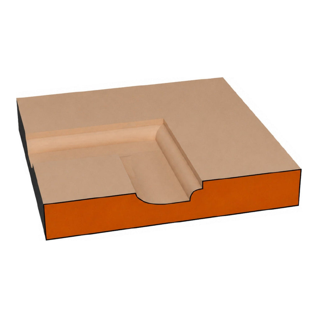 Step Bead RP one-piece CNC-routed MDF cabinet door edge profile cross-section, paint-grade unfinished MDF, made by Artisan Studio in Conroe, Texas