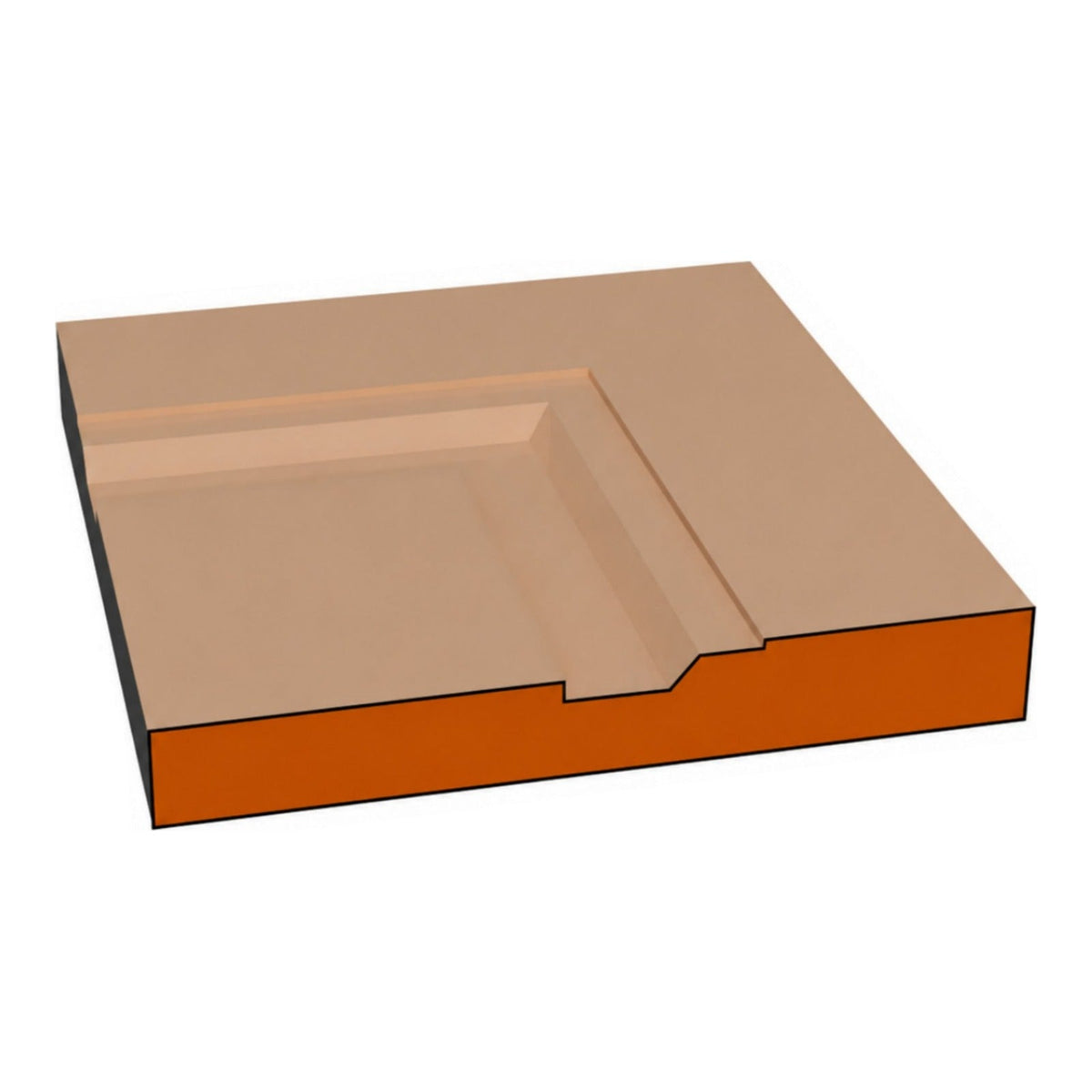 Auburn one-piece CNC-routed MDF drawer front edge profile cross-section, paint-grade unfinished MDF, made by Artisan Studio in Conroe, Texas