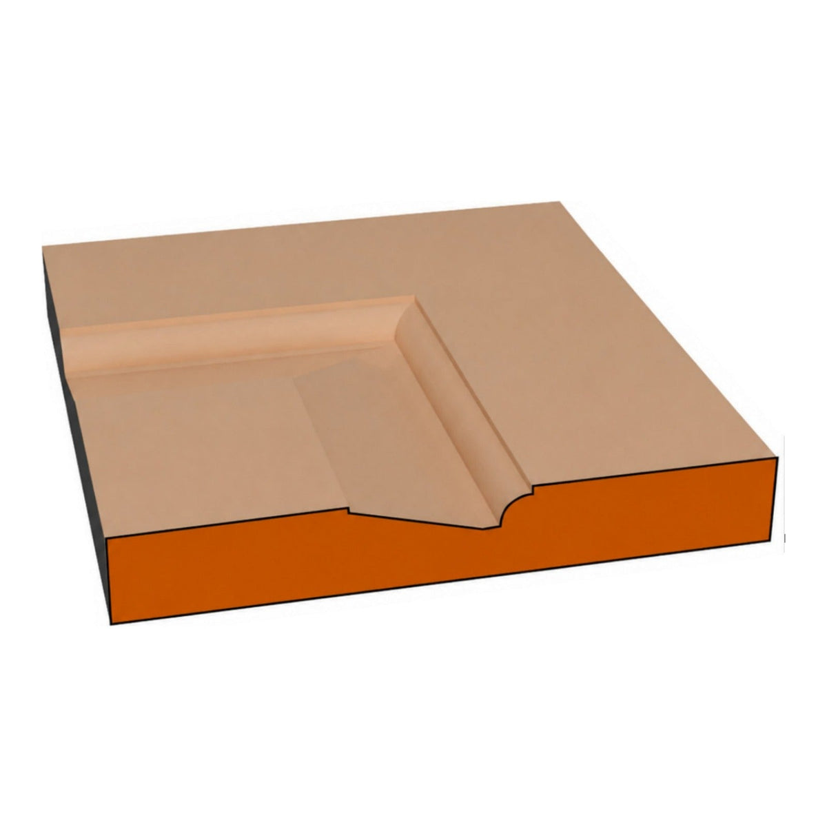 Madison one-piece CNC-routed MDF drawer front edge profile cross-section, paint-grade unfinished MDF, made by Artisan Studio in Conroe, Texas
