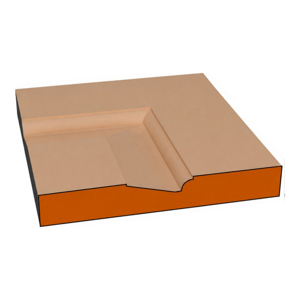 Madison one-piece CNC-routed MDF cabinet door edge profile cross-section, paint-grade unfinished MDF, made by Artisan Studio in Conroe, Texas